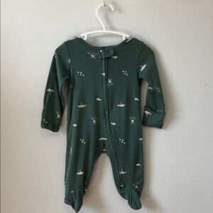 Carter's Forest Green Printed Zip-Up Footed One-Piece